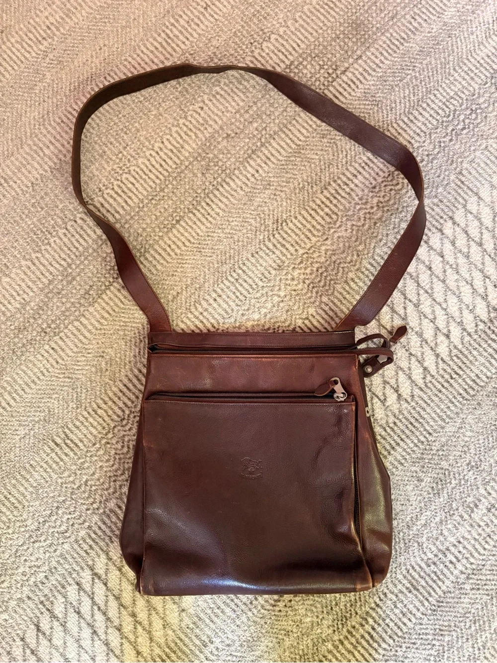 IL Bisonte Men's Brown Leather Crossbody Bag